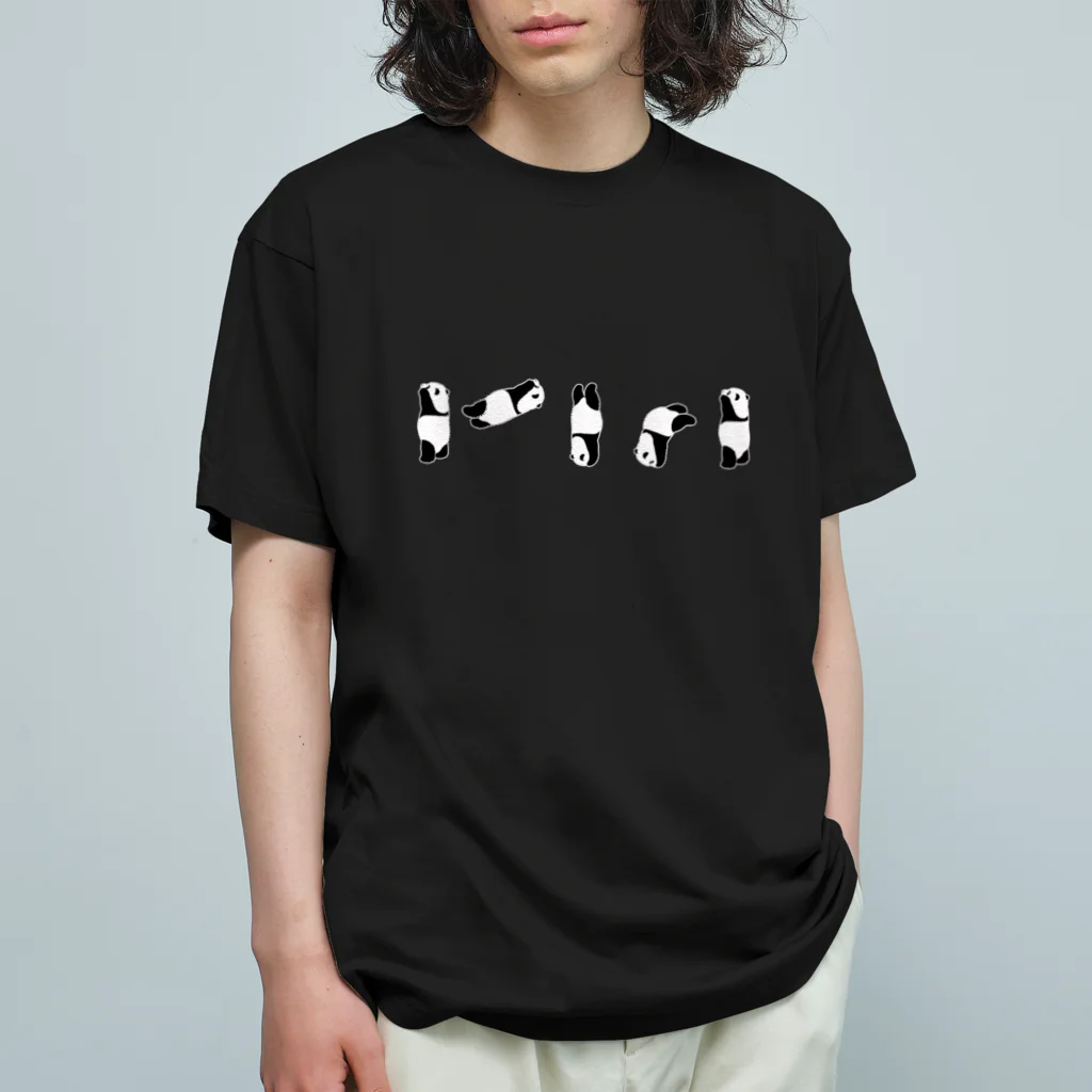 PERIDOTのスローモーション＊パンダ（フチドリ有り） オーガニックコットンTシャツ