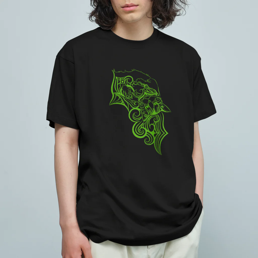 BuzzWorks - OFFICIAL GOODS STOREのYumehito / Green Cat オーガニックコットンTシャツ