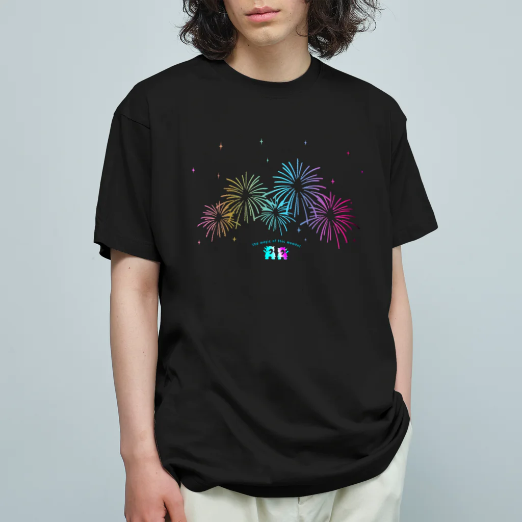 ZUKINDOGSの花火を見上げる忍犬 オーガニックコットンTシャツ