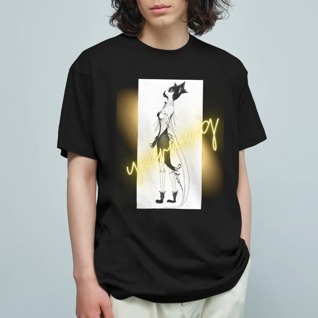 miamissioneの猫の妖精は未知の世界に憧れている！ Cat fairies yearn for the unknown! オーガニックコットンTシャツ