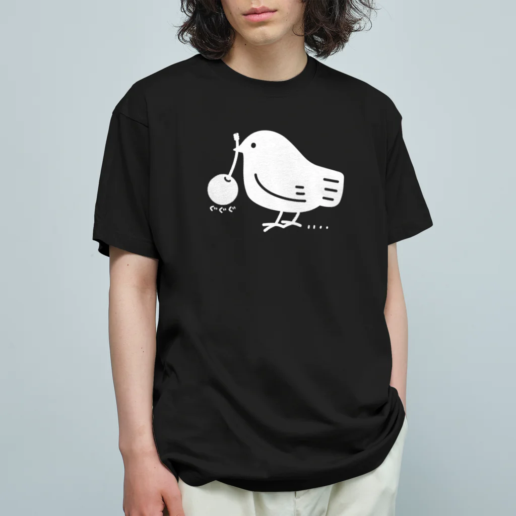 イラスト MONYAAT のみつぐトリ 白 オーガニックコットンTシャツ