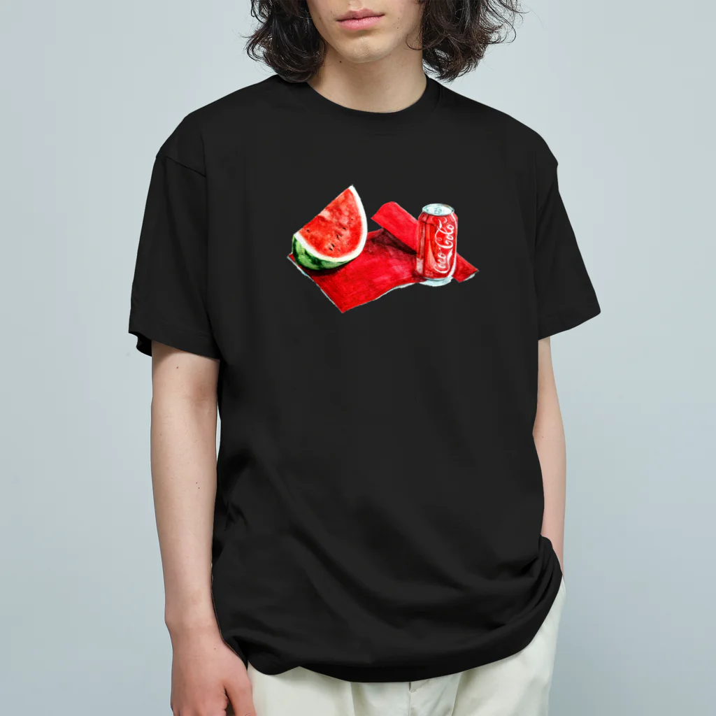 志瓜のSUZURIのスイカと架空の赤い缶(枠なしver) Organic Cotton T-Shirt