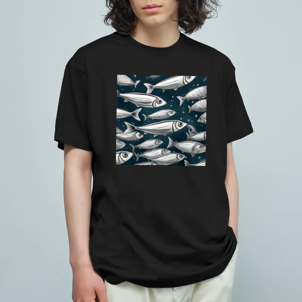 京都イラスト工房の動物シリーズ15：イワシ Organic Cotton T-Shirt