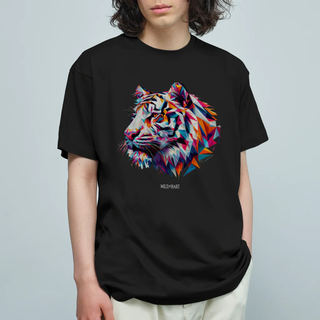 BlackSoddy'S SHOPのタイガーPolygonal オーガニックコットンTシャツ