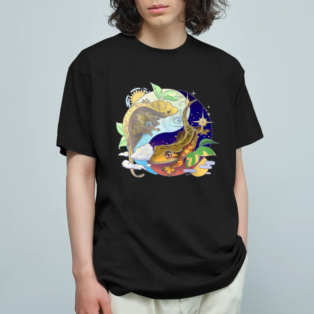 檸檬飴のクレステッドゲッコーの陰陽魚 Organic Cotton T-Shirt