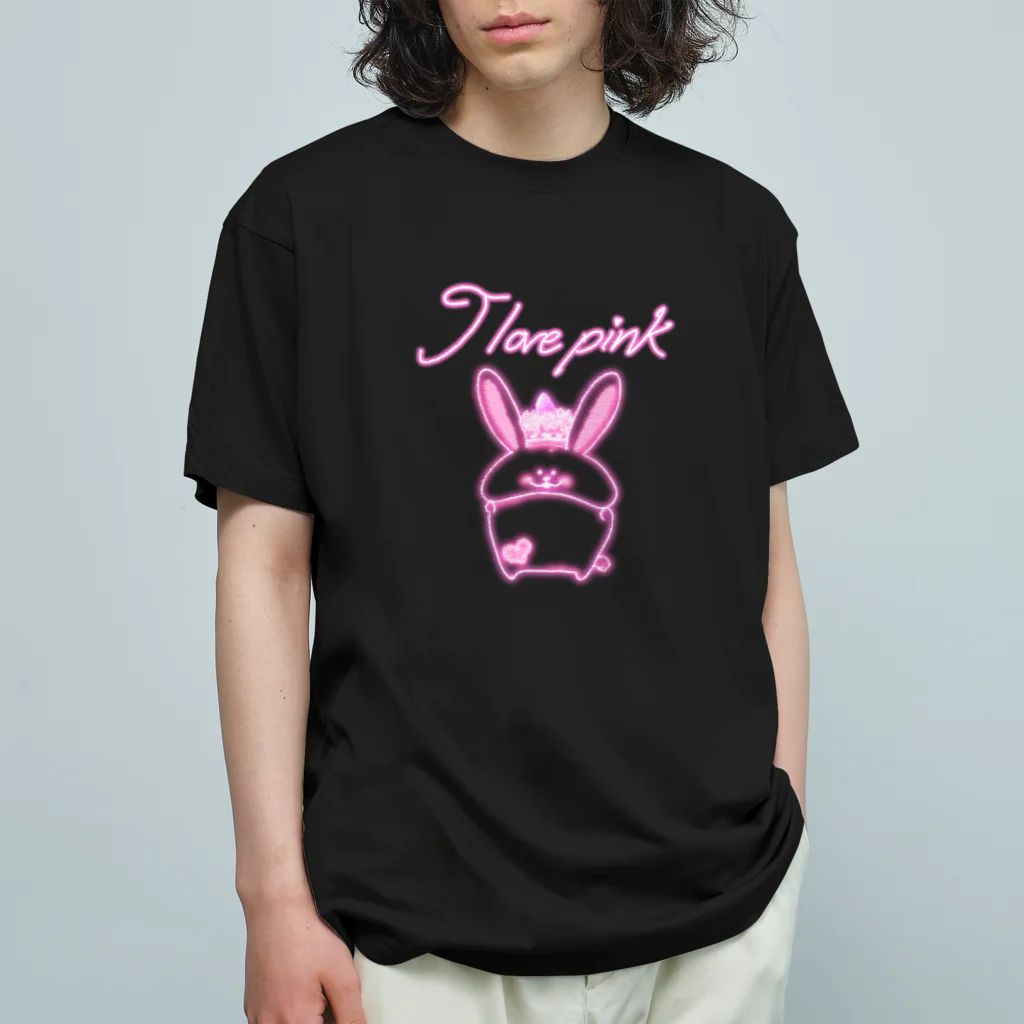どるちぇ＊うさぎの《ネオンシリーズ》＊I love pink*うさぎ＊ オーガニックコットンTシャツ