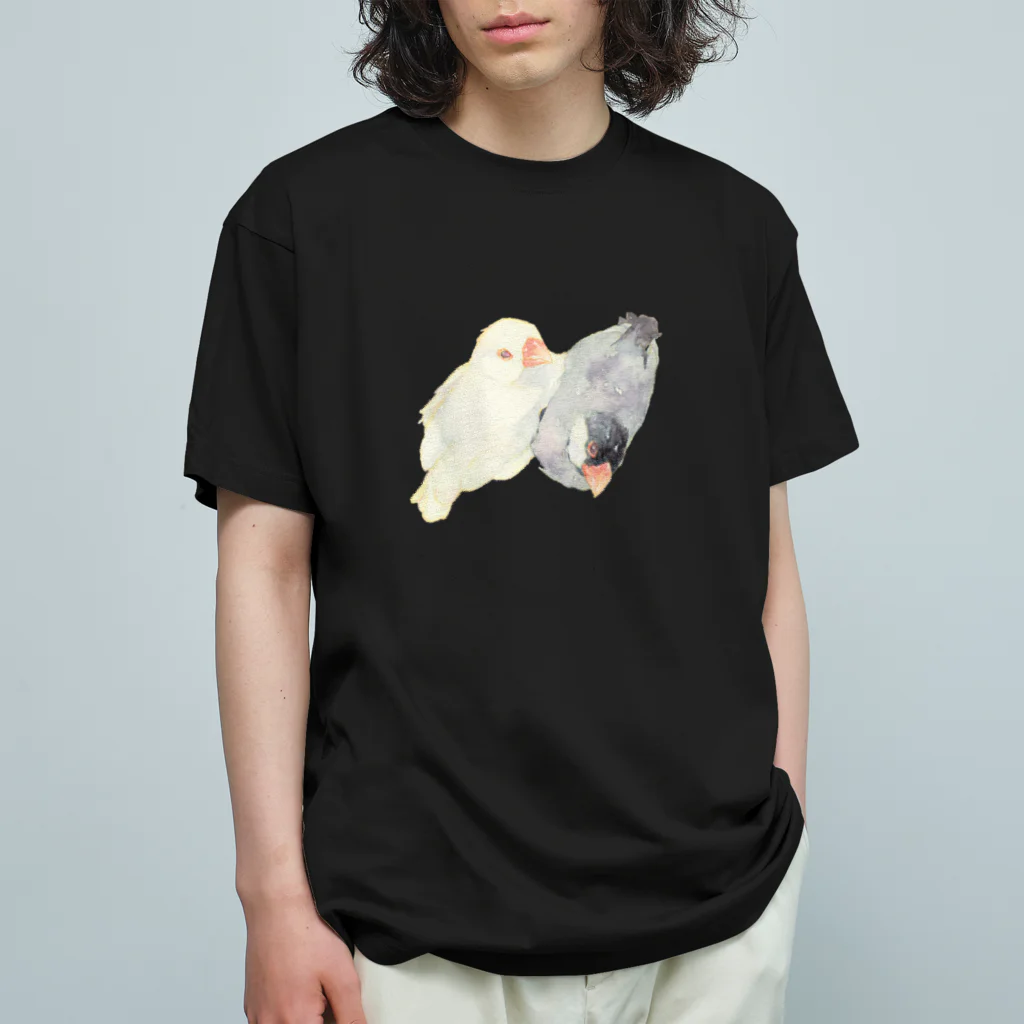 kadoBIRDのなかよし文鳥 オーガニックコットンTシャツ