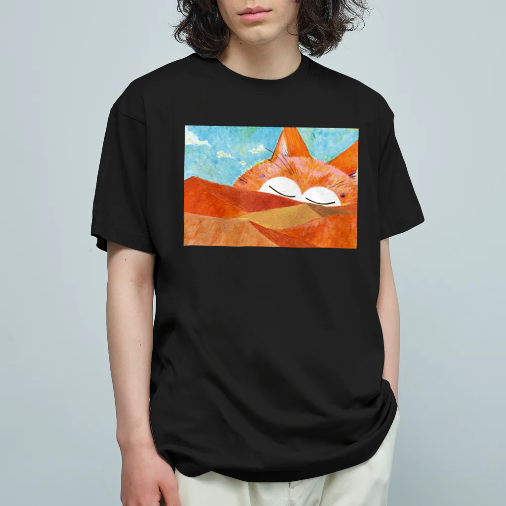 Sunny the catのSunny over the desert オーガニックコットンTシャツ