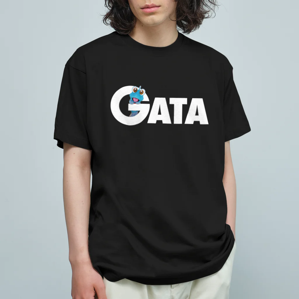 有明ガタァ商会のGATAロゴ【白】  オーガニックコットンTシャツ