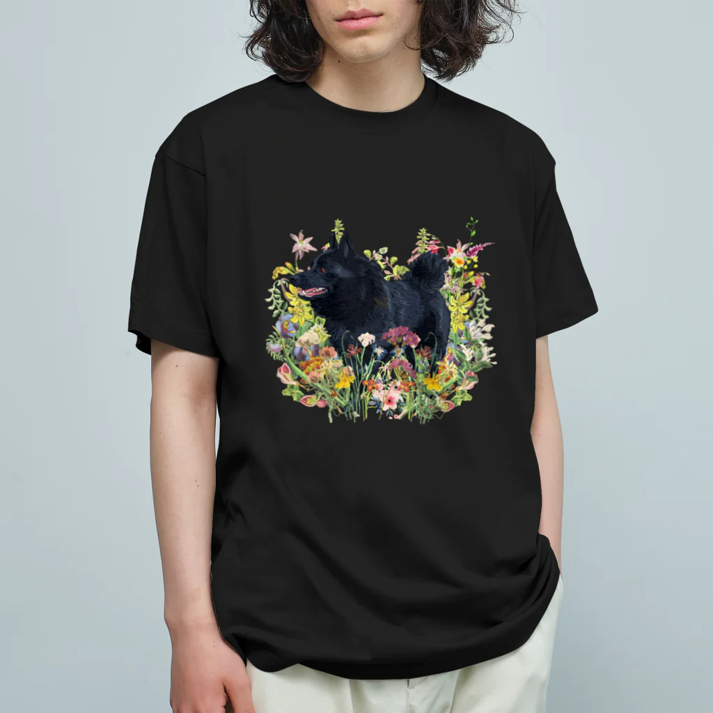 Doggie Freaksのお花畑のスキッパーキ オーガニックコットンTシャツ