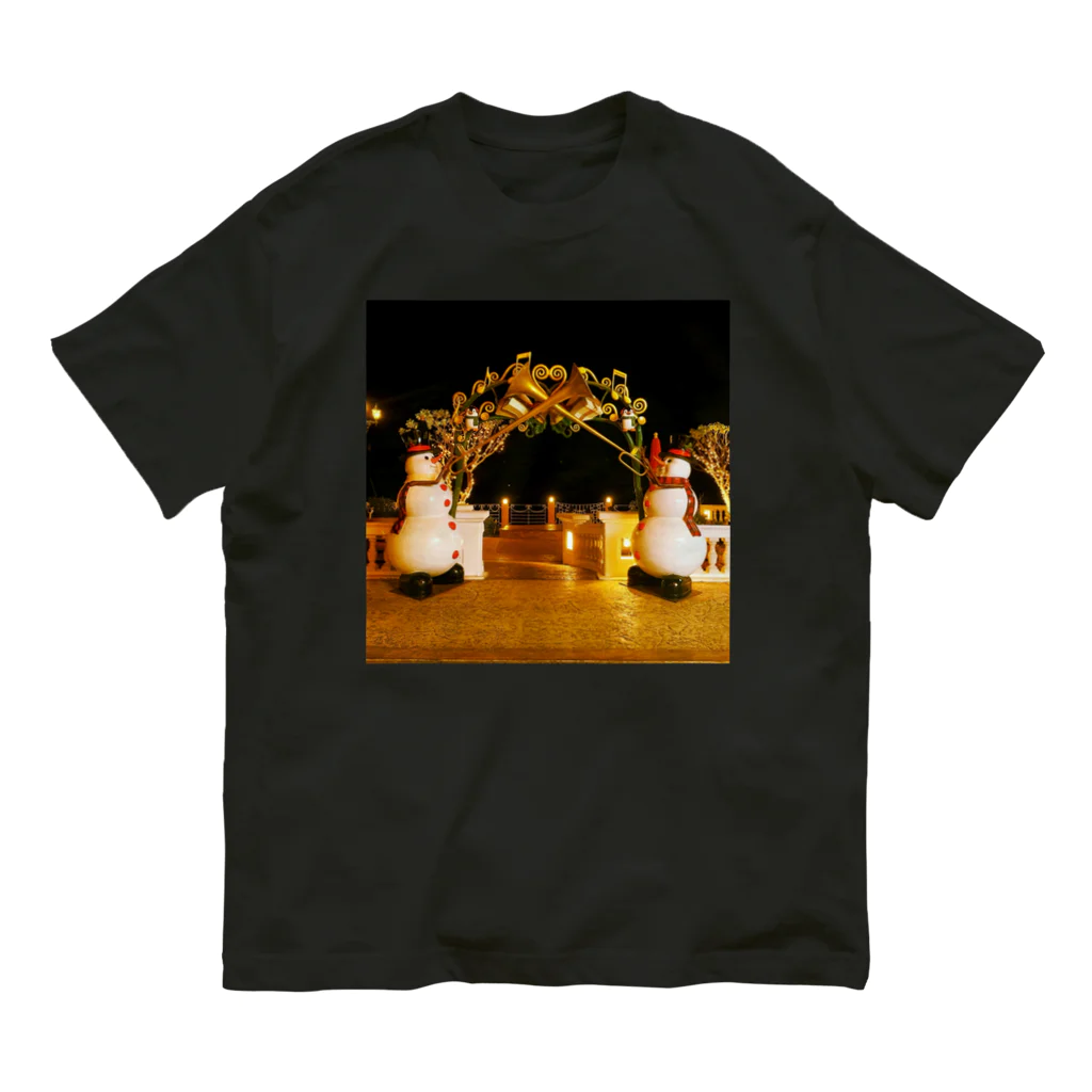 7SevenThree3のスノーマンの祝福 オーガニックコットンTシャツ