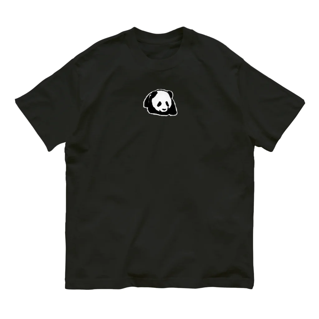 Co . Pandaの寝そべるパンダ(ブラック用)小 オーガニックコットンTシャツ