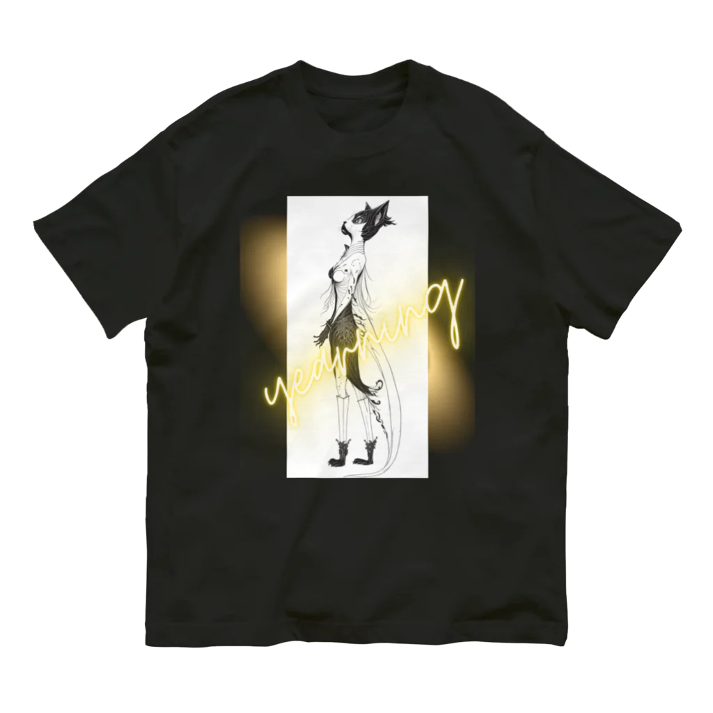 miamissioneの猫の妖精は未知の世界に憧れている！ Cat fairies yearn for the unknown! オーガニックコットンTシャツ