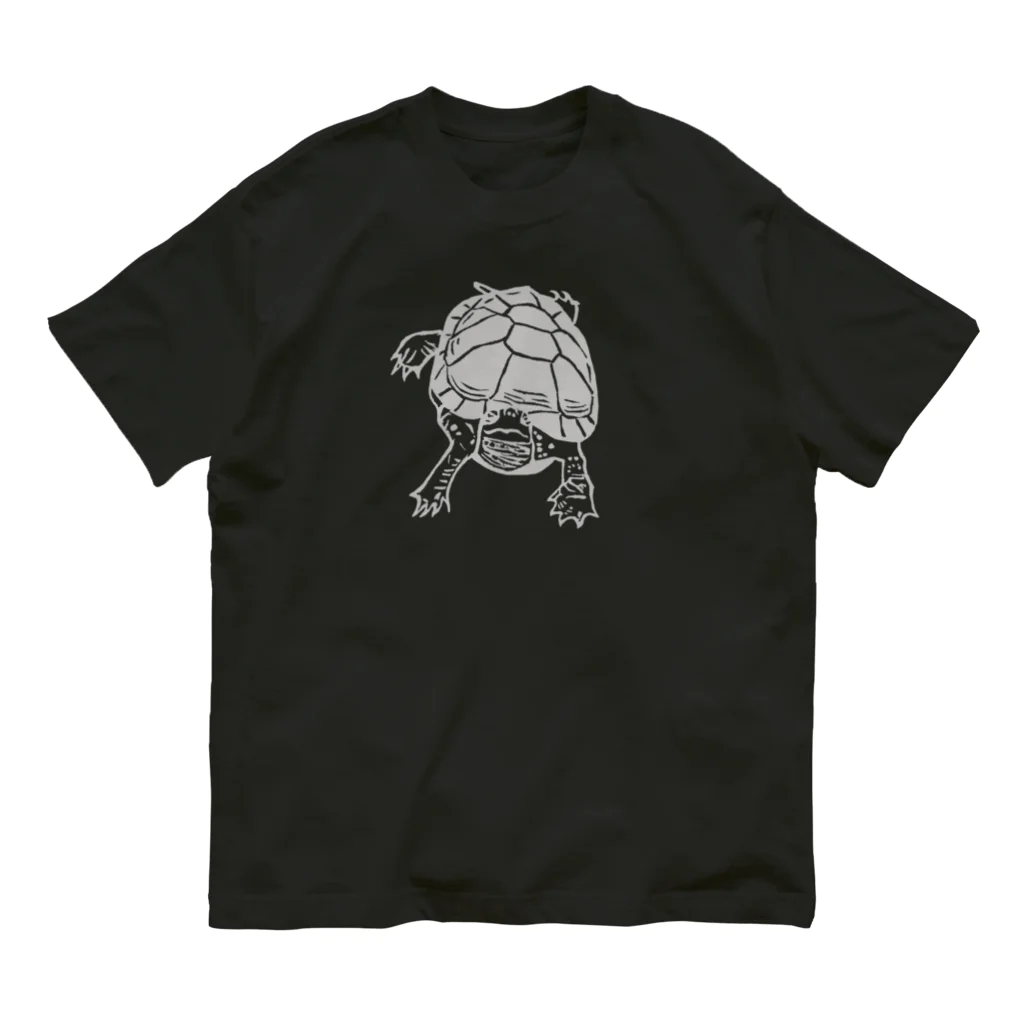 PADKA（ぱだか）のクサガメ Smiley Boggie (GY) オーガニックコットンTシャツ