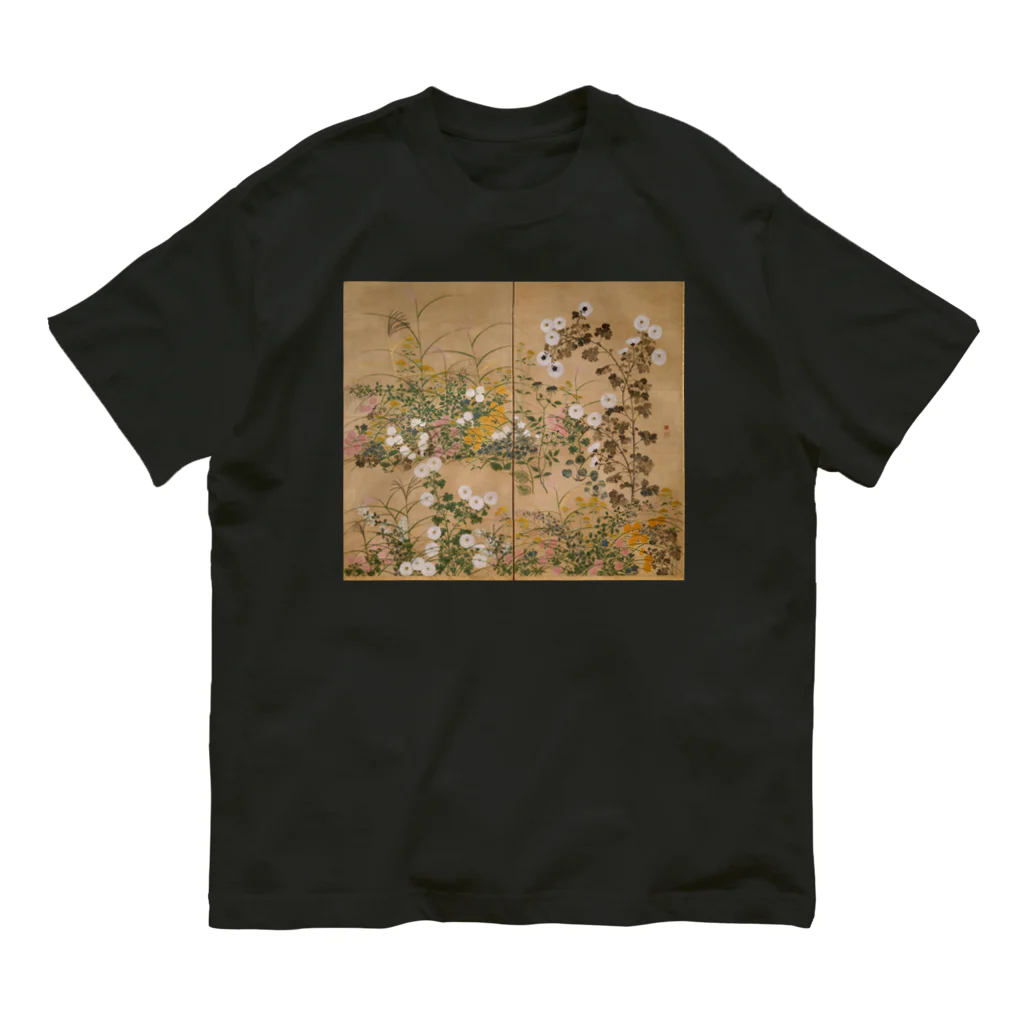 寿めでたや(ukiyoe)の日本画：尾形光琳_秋草図 右隻 オーガニックコットンTシャツ