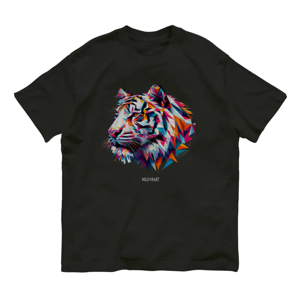 BlackSoddy'S SHOPのタイガーPolygonal オーガニックコットンTシャツ