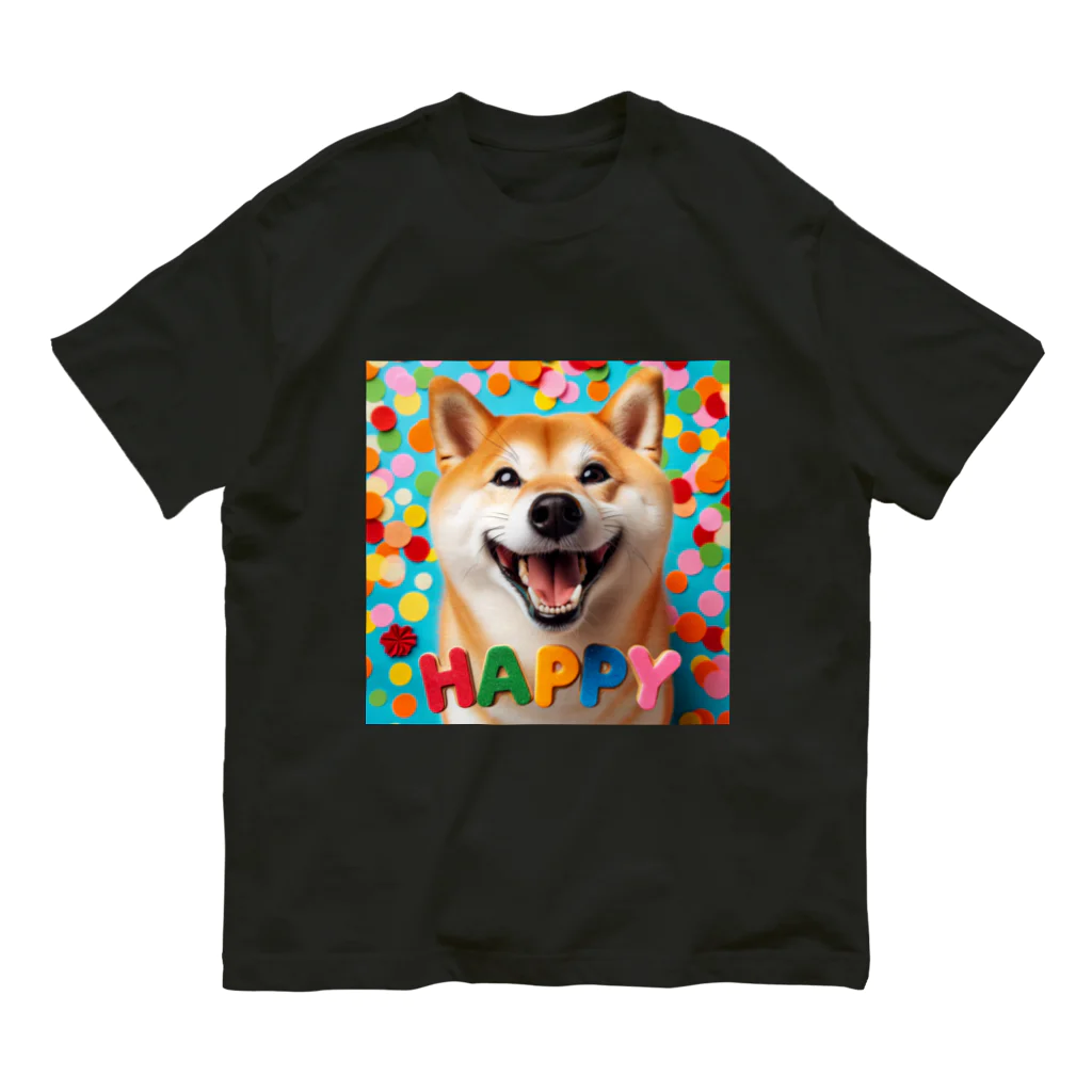 ANTARESの今日もハッピーな柴犬 オーガニックコットンTシャツ