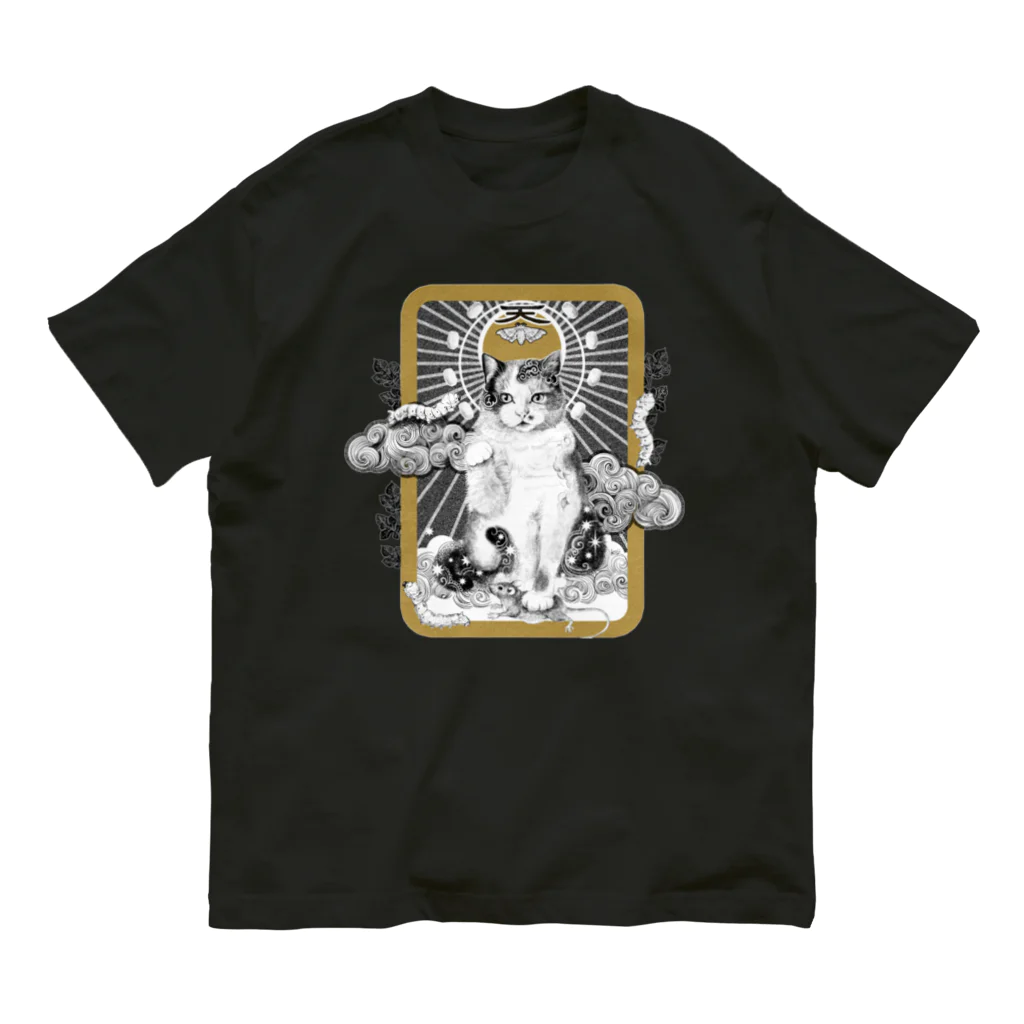 OJIKの養蚕守護猫 オーガニックコットンTシャツ