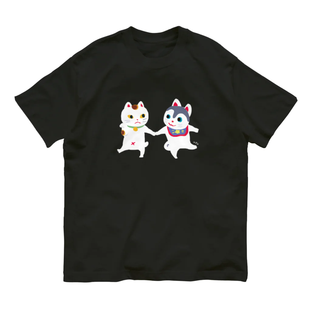 おばけ商店のTOYTOY＜犬張り子と招き猫＞ オーガニックコットンTシャツ