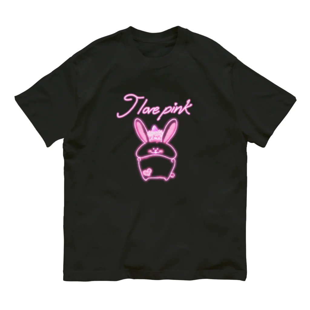 どるちぇ＊うさぎの《ネオンシリーズ》＊I love pink*うさぎ＊ オーガニックコットンTシャツ