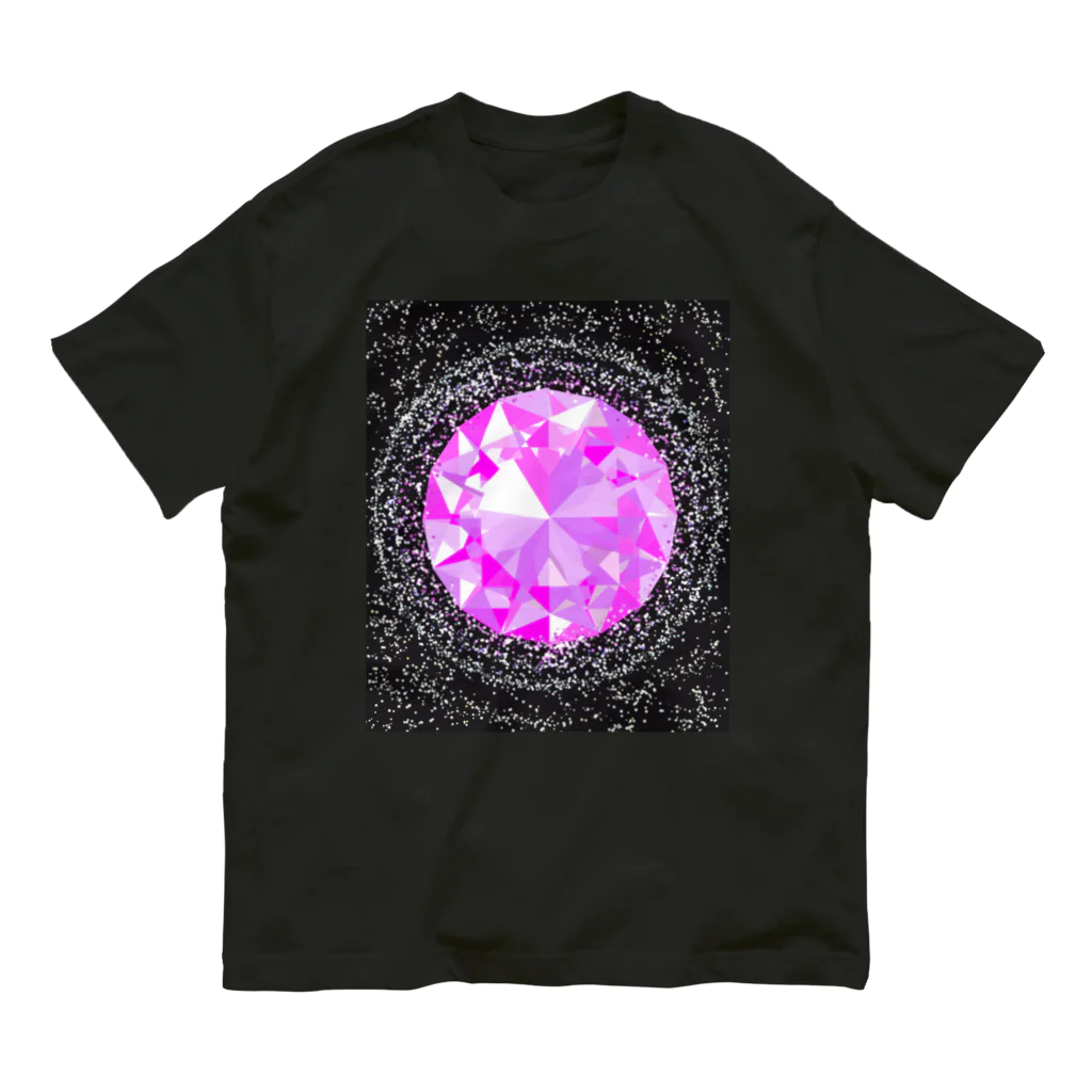 R☆worldのピンク宝石 オーガニックコットンTシャツ