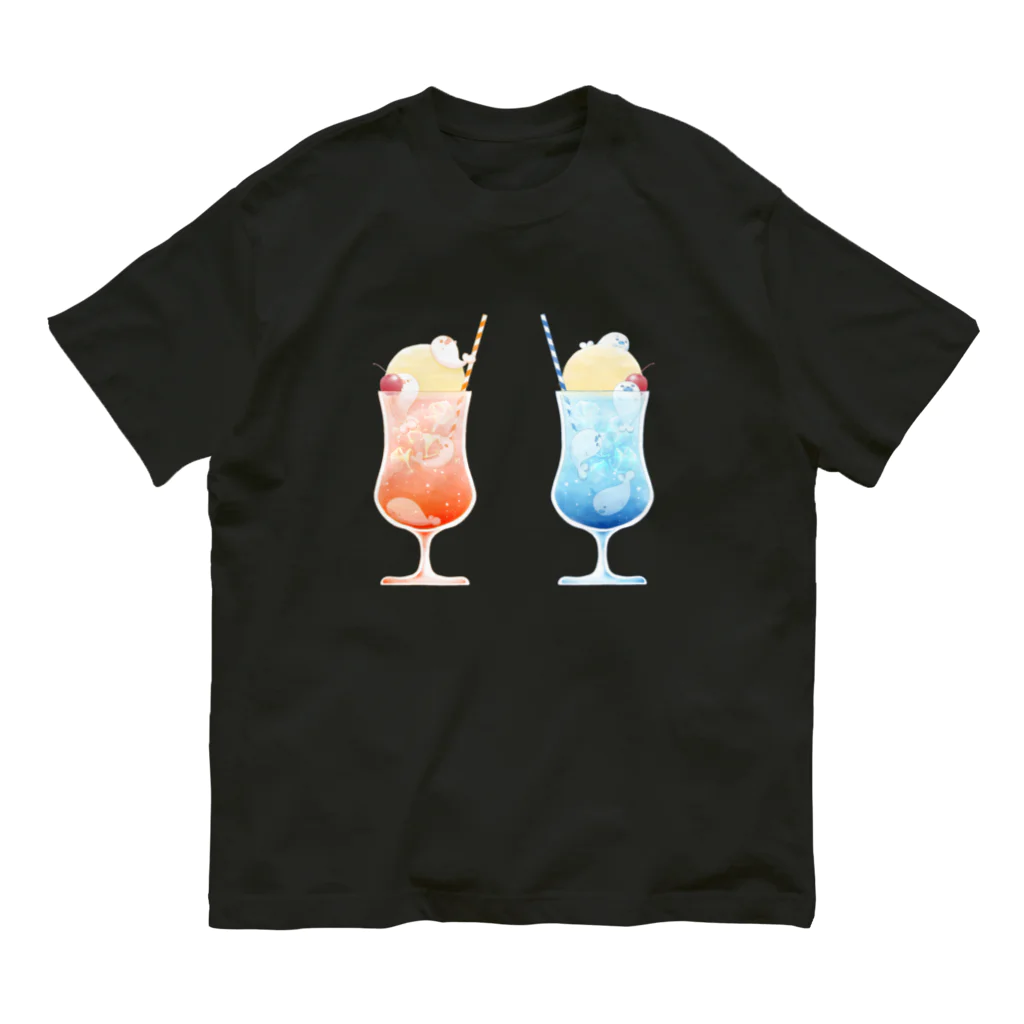 甘漏り屋のあざらしクリームソーダ・空＆夕日 Organic Cotton T-Shirt