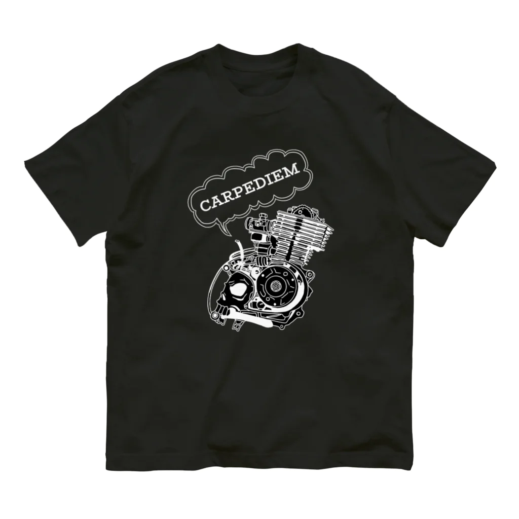 CARPE DIEMのドクロエンジン黒 Organic Cotton T-Shirt