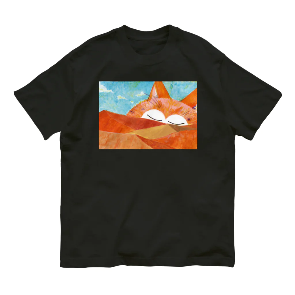 Sunny the catのSunny over the desert オーガニックコットンTシャツ