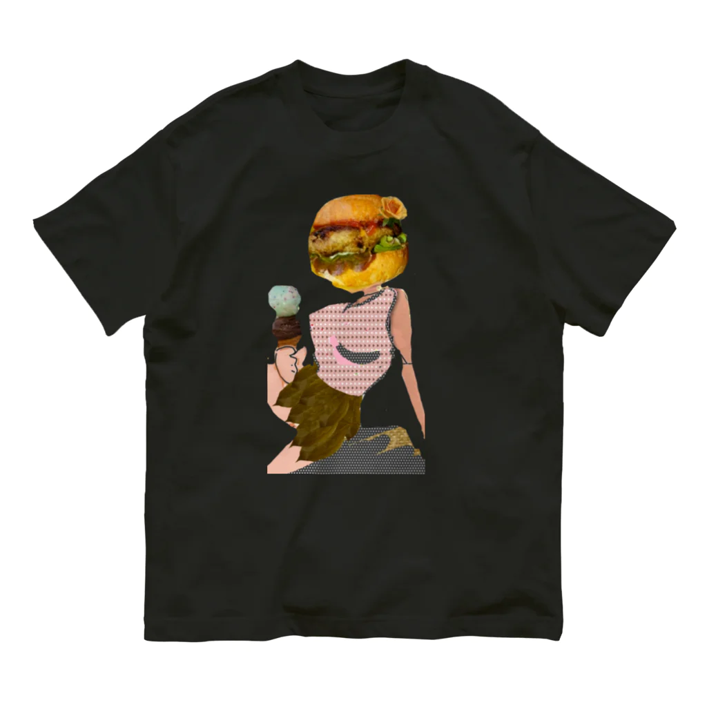 水彩屋の誘惑バーガール オーガニックコットンTシャツ
