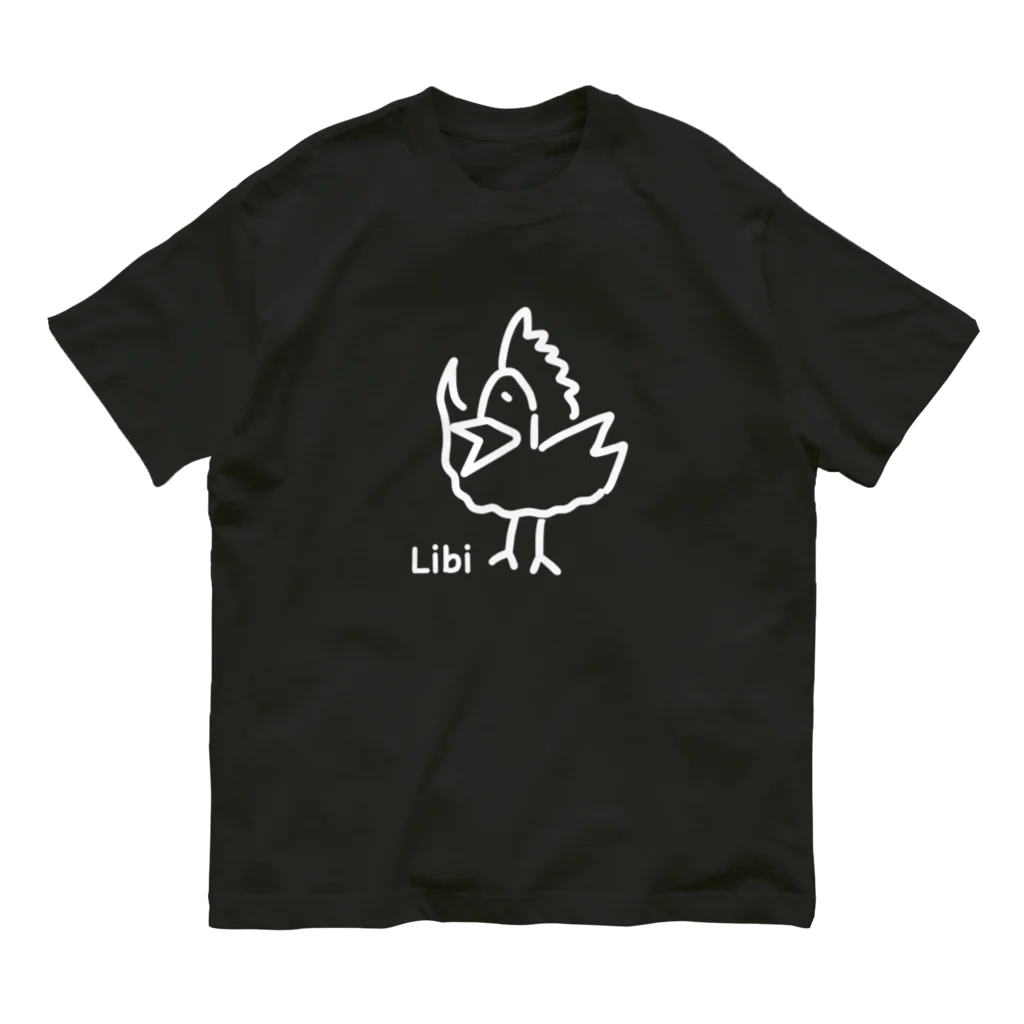 LibiのLibi(にわとり)白文字 オーガニックコットンTシャツ