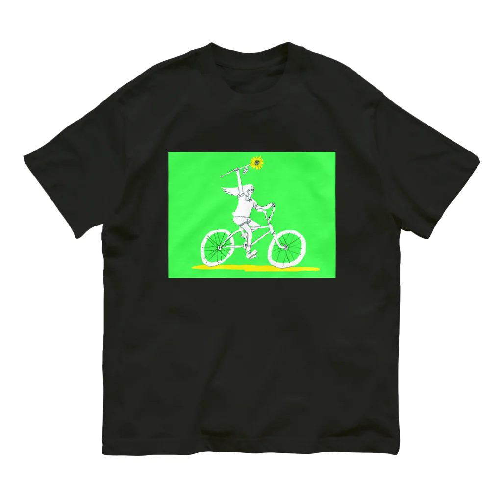 shinri murakami "HALLELUJAH!"の"CYCLING(SUNFLOWER) "  オーガニックコットンTシャツ
