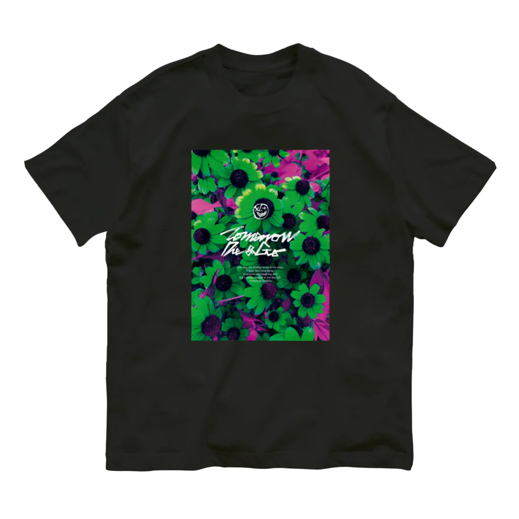 Tomorrow Die&Goのflower&logotype オーガニックコットンTシャツ