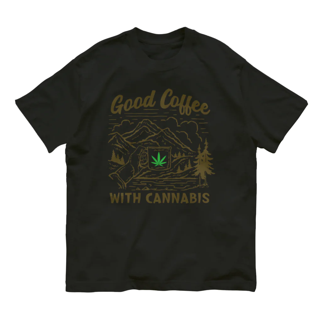 420 MUSIC FACTORYのCoffee＆Cannabis（コーヒーと大麻） オーガニックコットンTシャツ