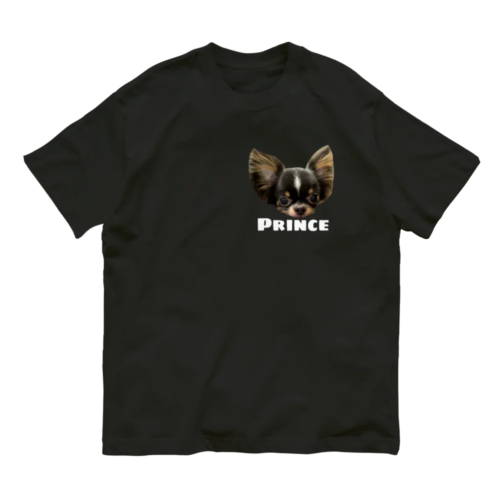 チワワのOWTANのPRINCE  チワワ  ブラック オーガニックコットンTシャツ