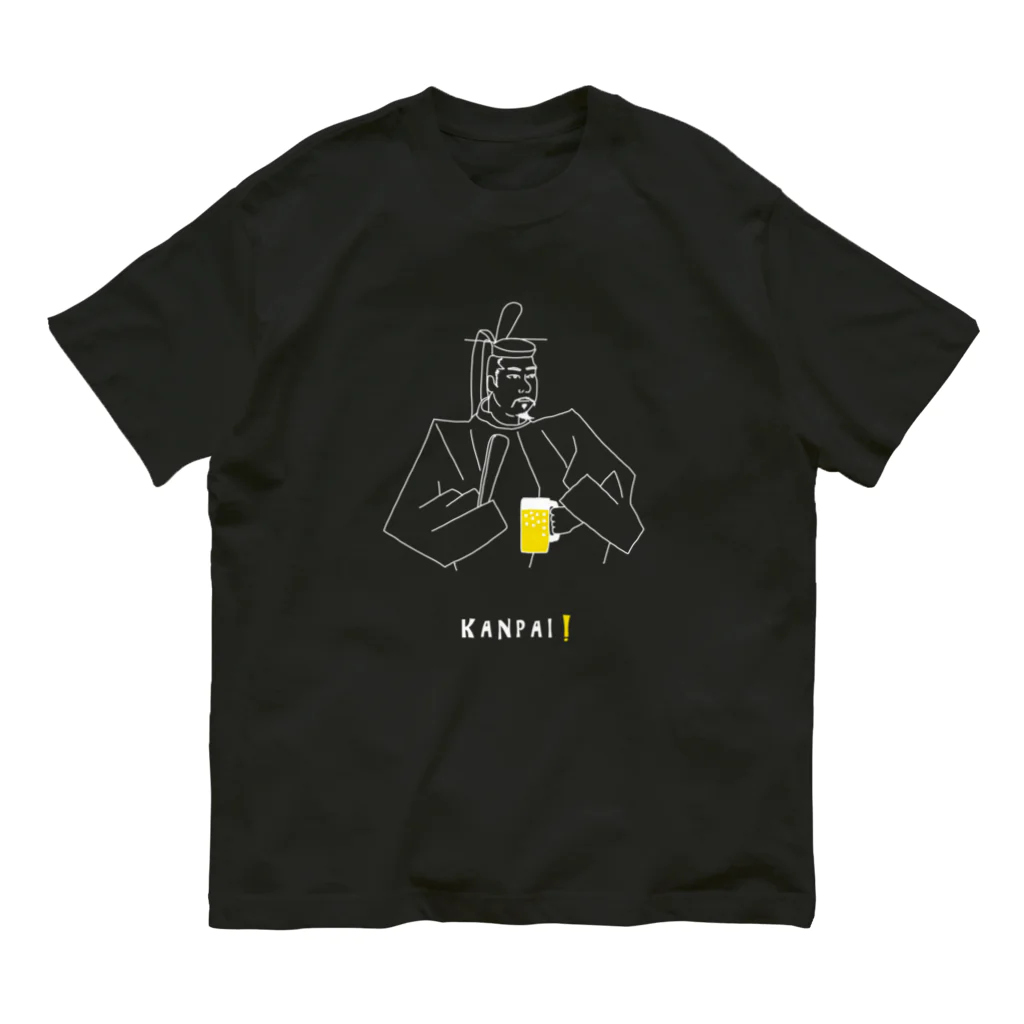 ビールとアート TM-3 Designの偉人 × BEER（源頼朝）白線画 オーガニックコットンTシャツ