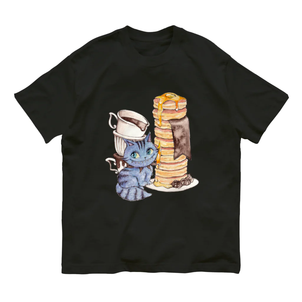 Atelier cinnamonの不思議の国のアリス×チョコレート／チェシャ猫ホットケーキ オーガニックコットンTシャツ