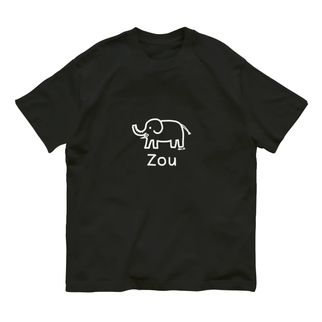 MrKShirtsのZou (ゾウ) 白デザイン オーガニックコットンTシャツ