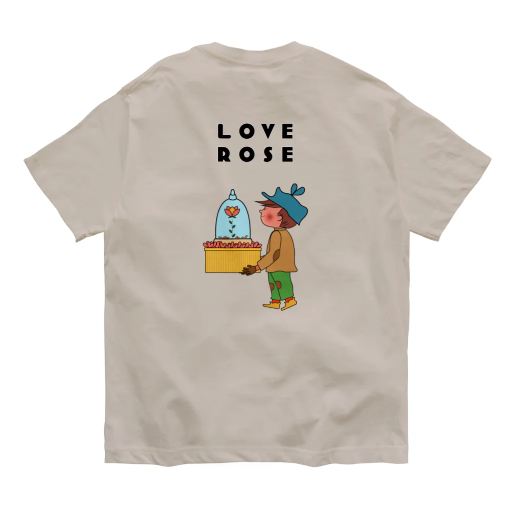 NOBLEROSEGRAFFITIのLOVE ROSE シリーズ オーガニックコットンTシャツ