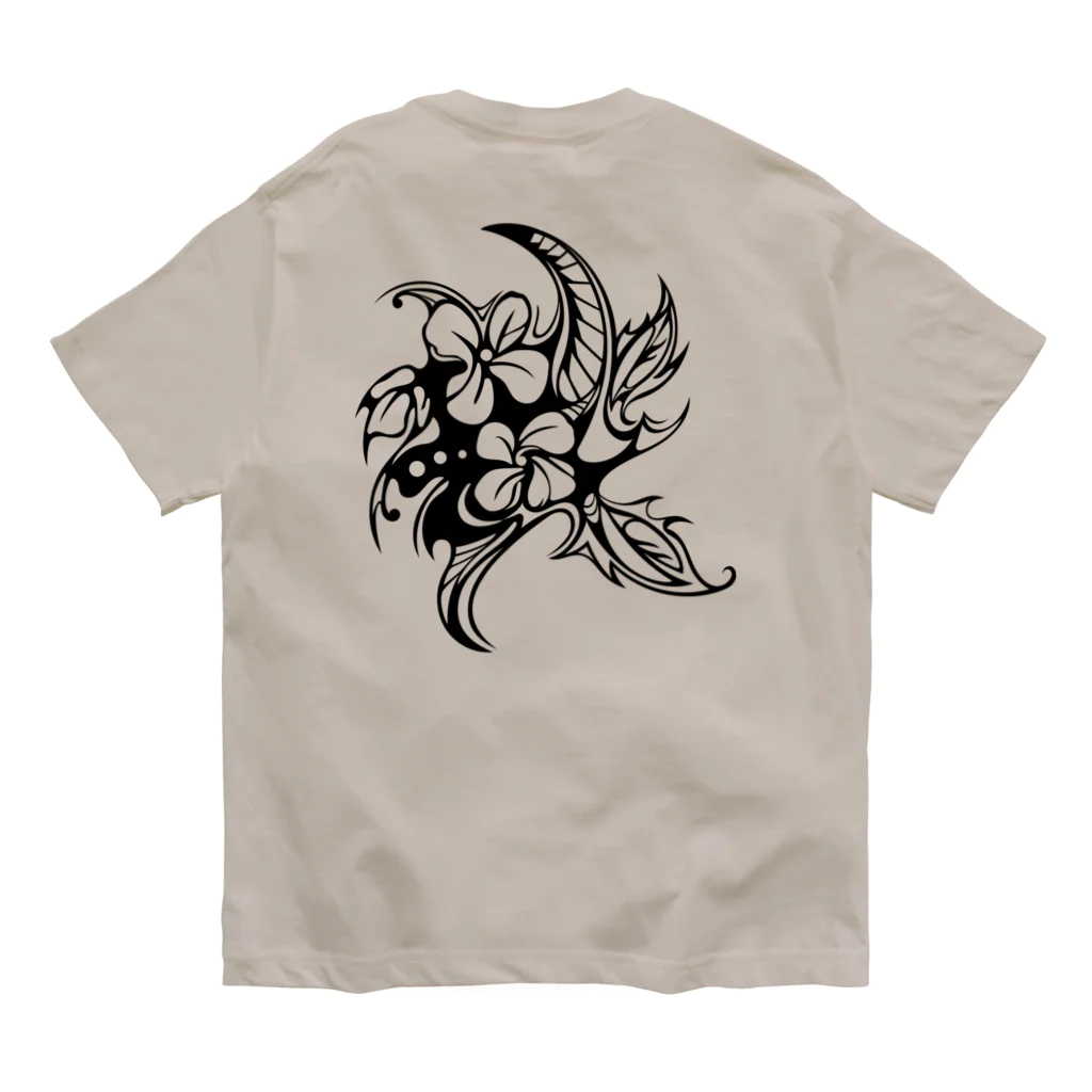 Tribal 70 Designのトライバル【花】 オーガニックコットンTシャツ