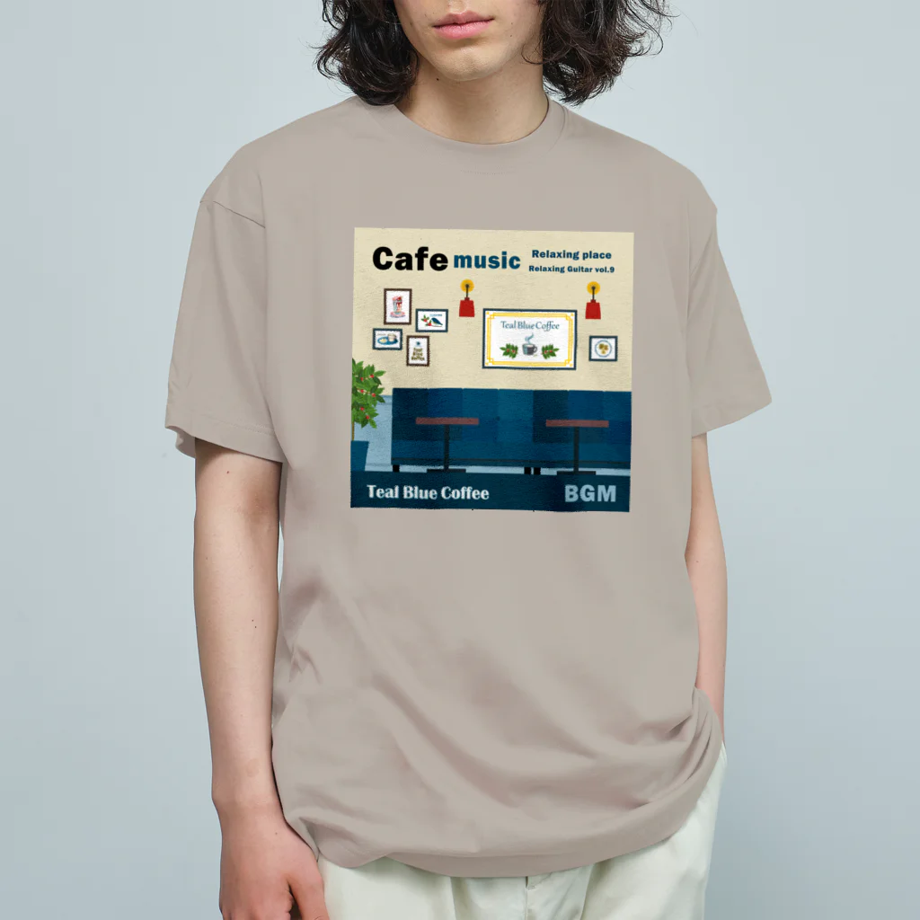 Teal Blue CoffeeのCafe music - Relaxing place - Organic Cotton T-Shirt