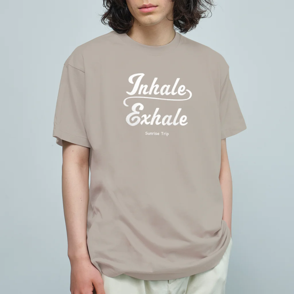 Sunrise Trip のInhale~Exhale ロゴTシャツ ホワイトロゴ オーガニックコットンTシャツ