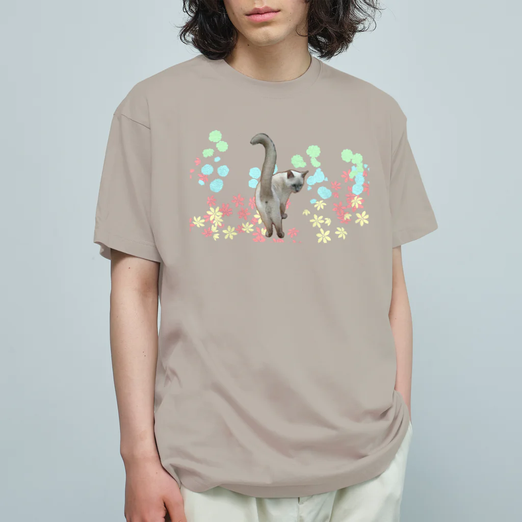 テンちゃんの店のてんちゃんのＴシャツ お花柄 Organic Cotton T-Shirt