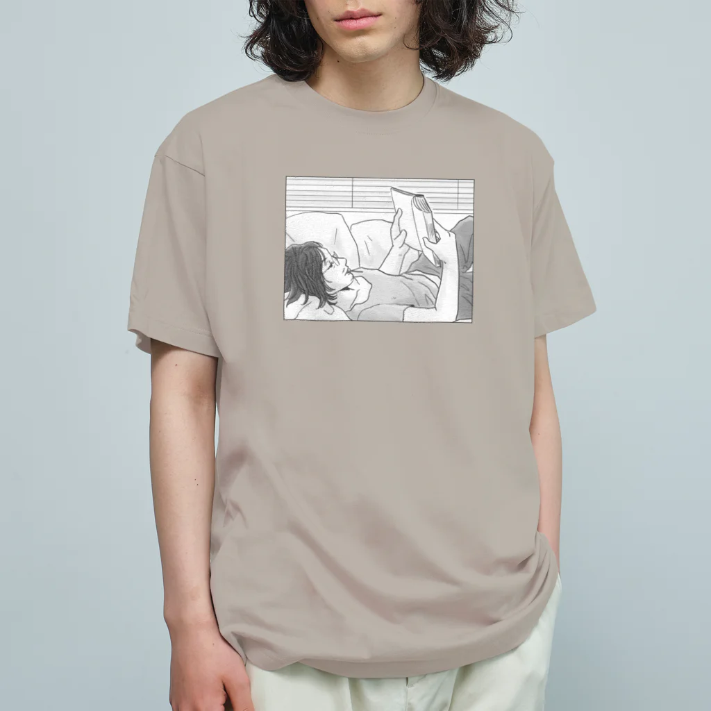 内堀深朔＠SUZURIのオーガニックコットンTシャツ【読書おじさん】 Organic Cotton T-Shirt