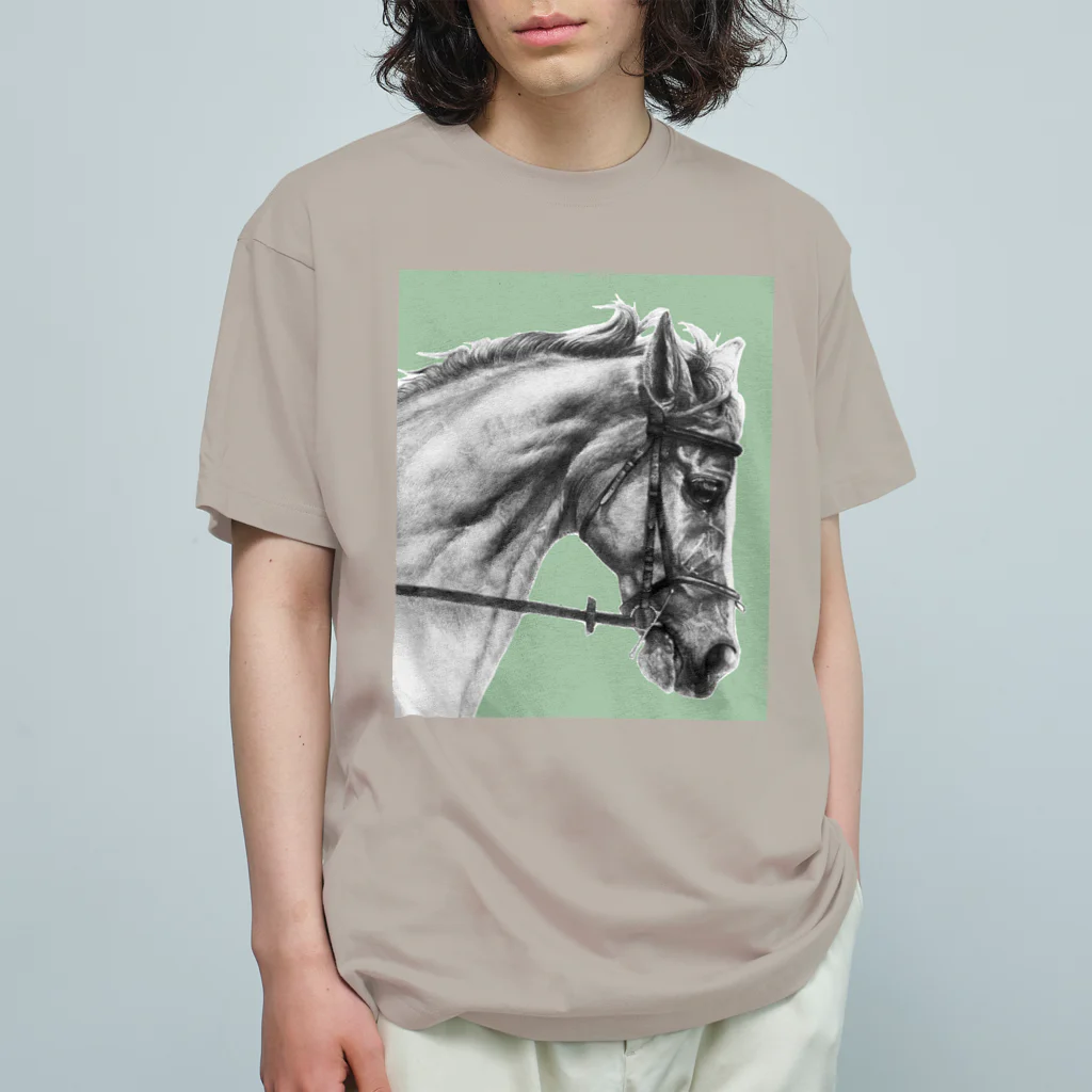 馬の絵の画家　斉藤いつみの馬の素描Tシャツ11 オーガニックコットンTシャツ