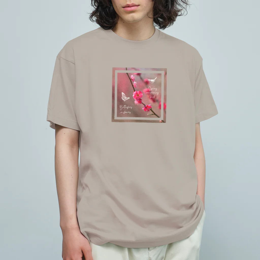 KOEN - online shop -の梅に鶯、華に蝶 Organic Cotton T-Shirt