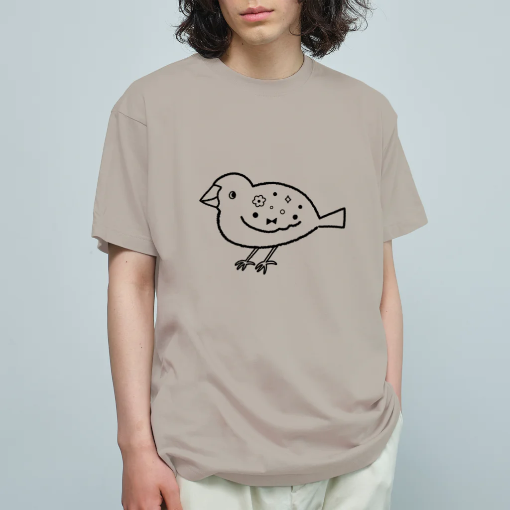 Futakawa Mayuのグッズショップの文鳥 黒 オーガニックコットンTシャツ