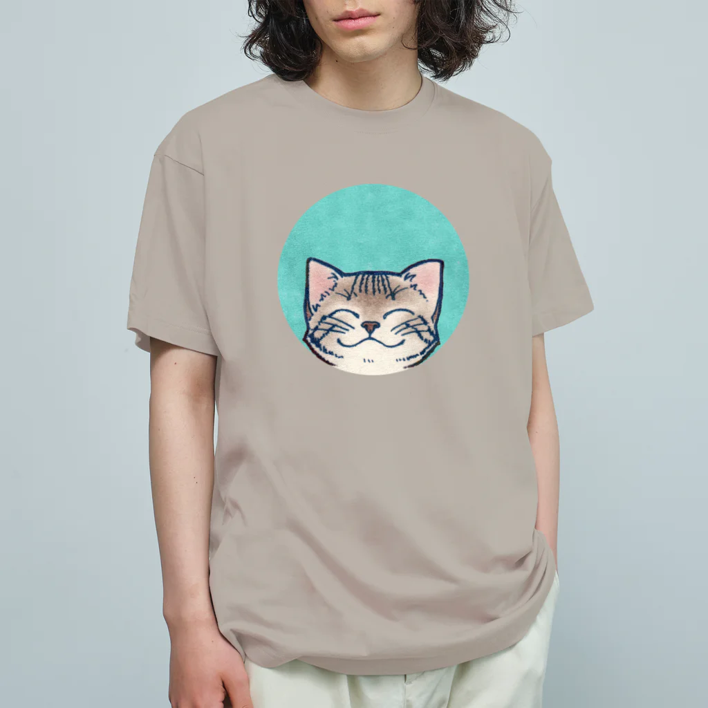 ＡＫＩＮＡＭＩのあさぎ丸猫 オーガニックコットンTシャツ