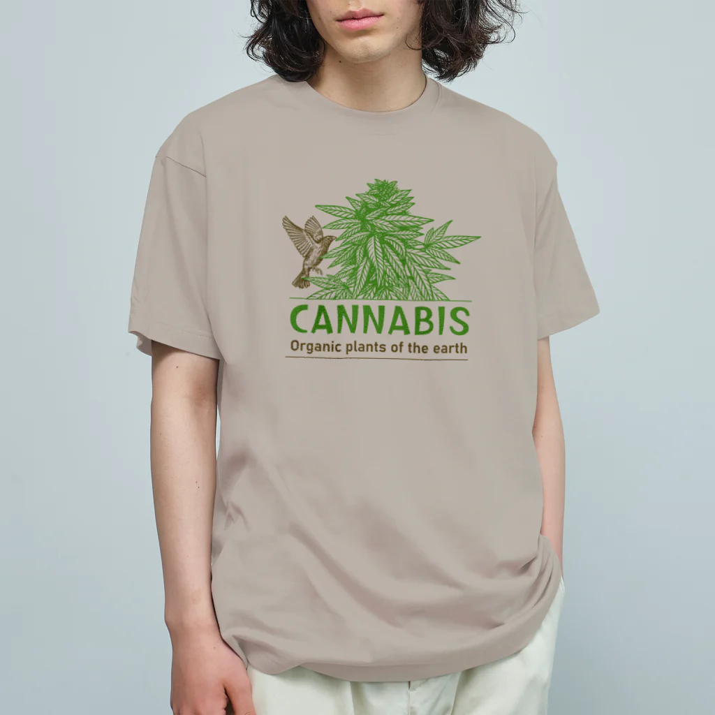 420 MUSIC FACTORYのCannabis & Bird（カナビスと鳥） Organic Cotton T-Shirt