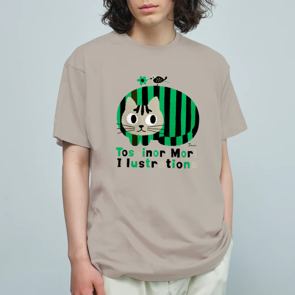 TOSHINORI-MORIのグリと小鳥（グリーン） オーガニックコットンTシャツ