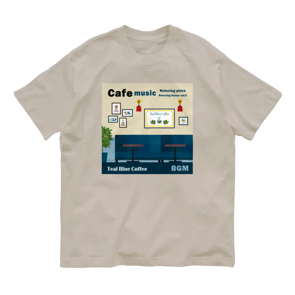 Teal Blue CoffeeのCafe music - Relaxing place - Organic Cotton T-Shirt